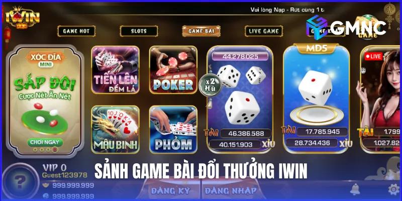 Sảnh game bài đổi thưởng với những trò bài quen thuộc nhưng không kém phần hấp dẫn