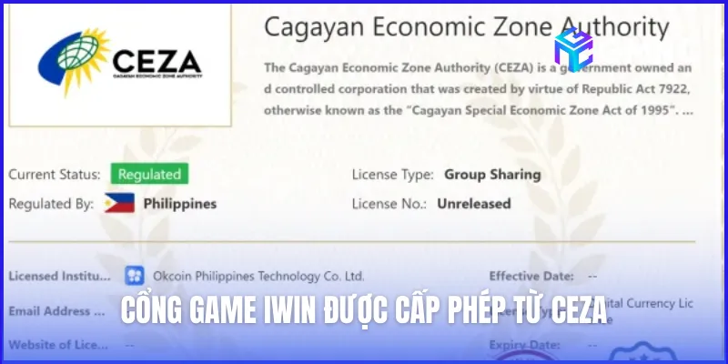 Cổng game được cấp phép từ CEZA, đảm bảo an toàn tuyệt đối